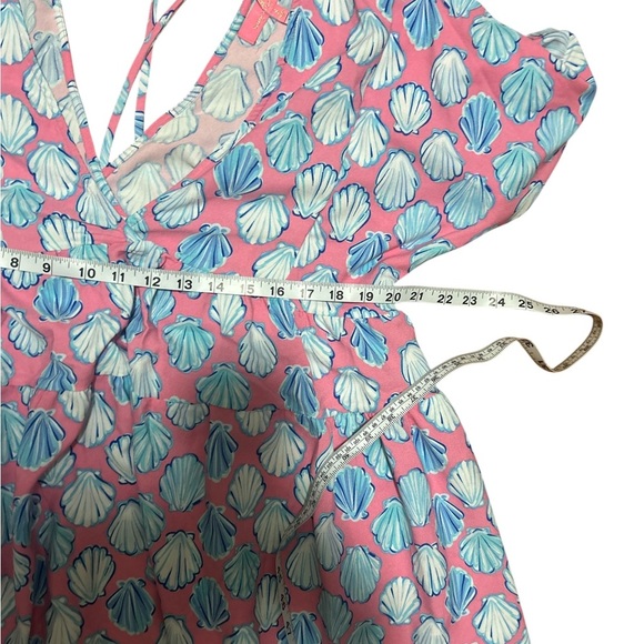 Simply Southern Pink and Blue Shell Swim Coverup Sz small back tie tassels - Picture 6 of 8